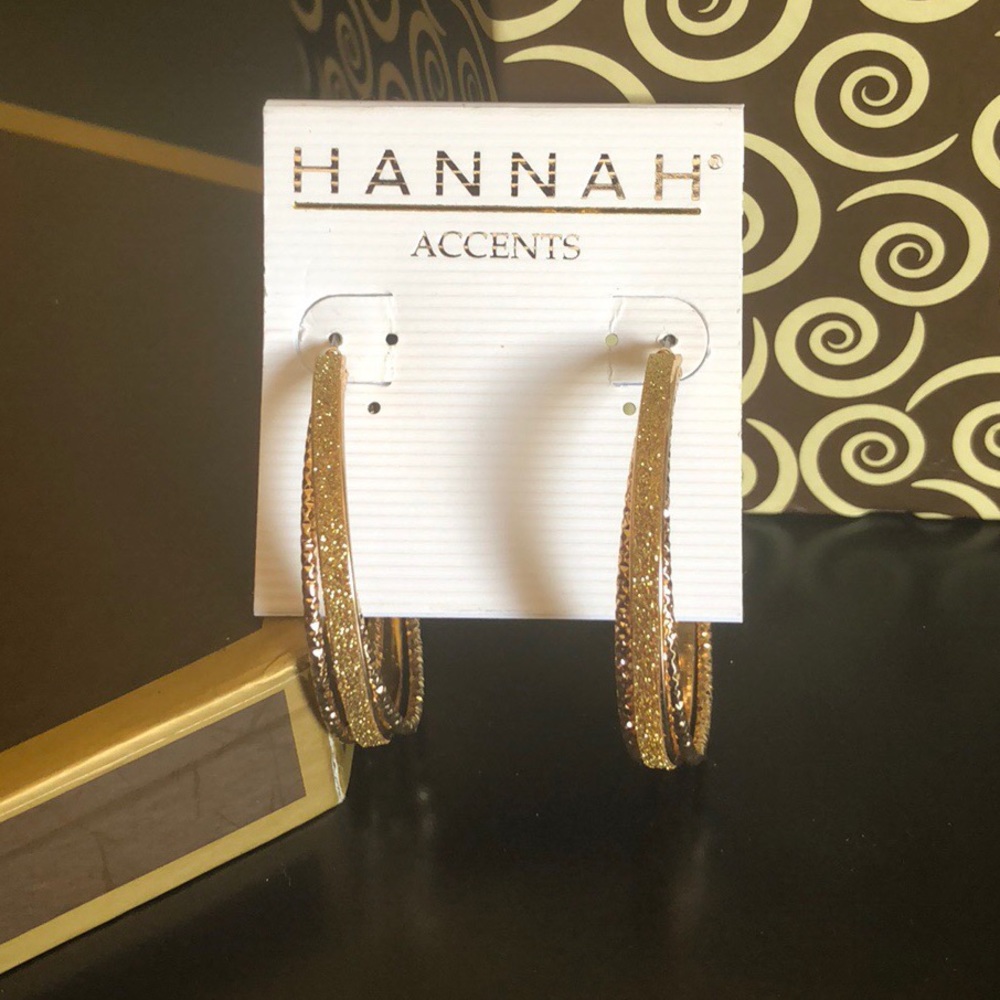 Glittery Gold Tone Hoop Earrings